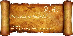 Porubszky Anikó névjegykártya